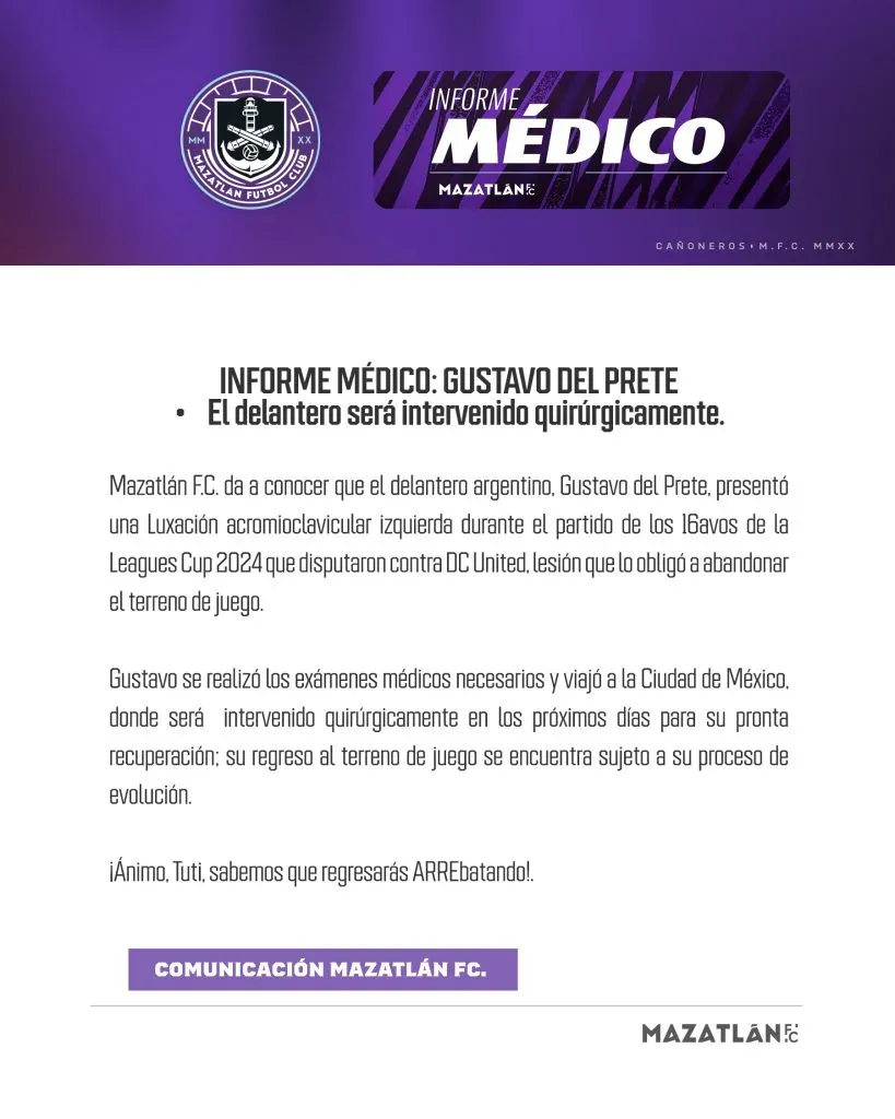 Parte médico de Mazatlán por Del Prete. (Prensa Mazatlán)