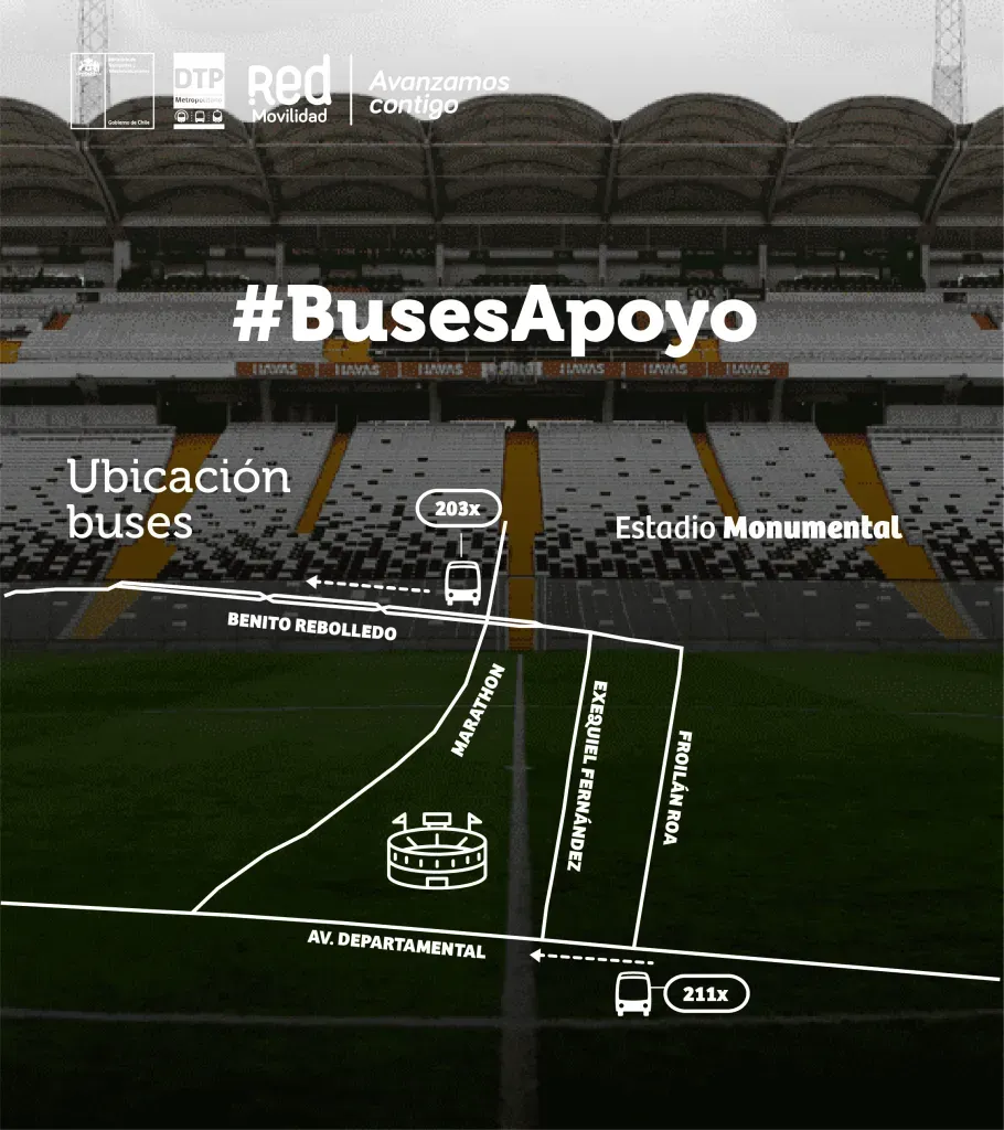 Buses de Red Movilidad tendrán refuerzos para el partido de Colo Colo.