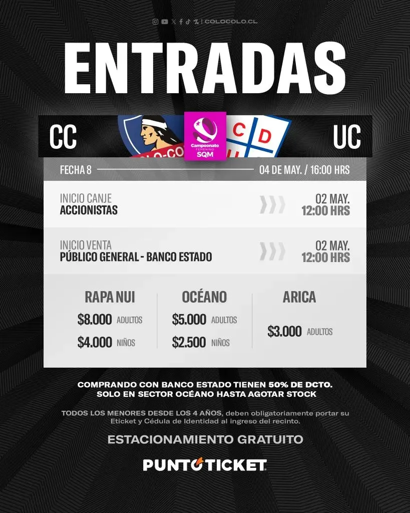 Información de venta de entradas. (Foto: @ColoColoFem)