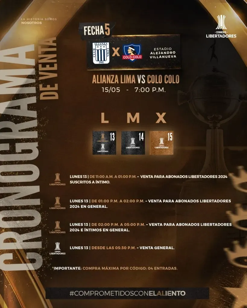 Proceso de venta de entradas para Colo Colo vs Alianza Lima. (Foto: @ClubALoficial)