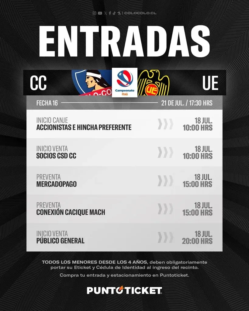 Proceso de venta de entradas para Colo Colo vs Unión Española. (Foto: @ColoColo)