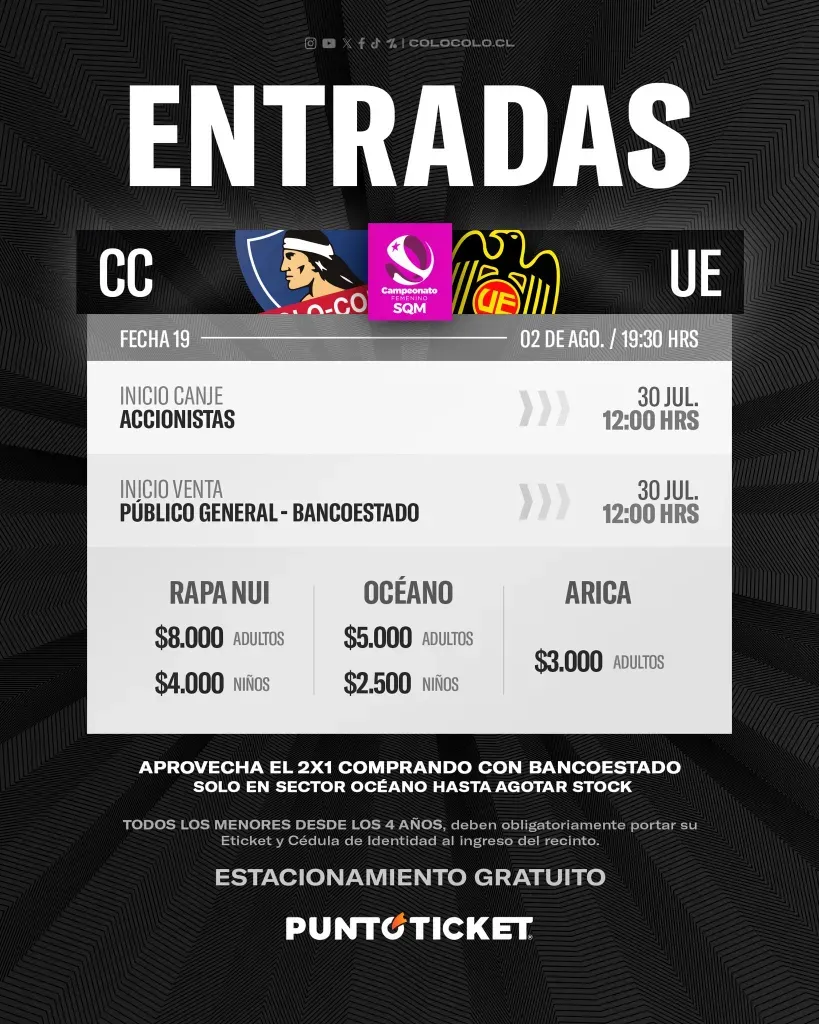 Entradas para Colo Colo vs Unión Española. (Foto: Photosport)