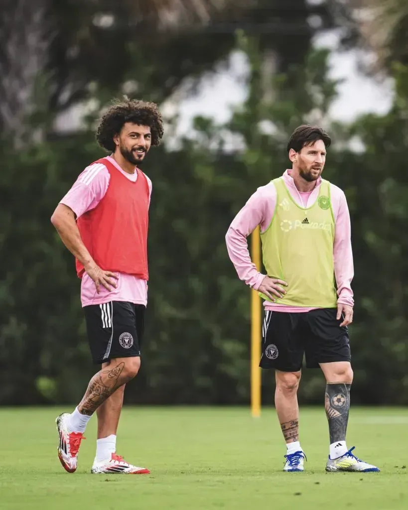 Maximiliano Falcón junto a Lionel Messi en el Inter Miami.