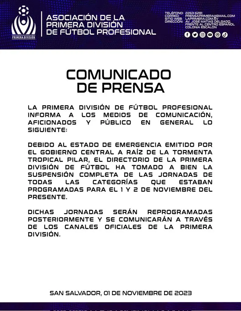 El comunicado de El Salvador.