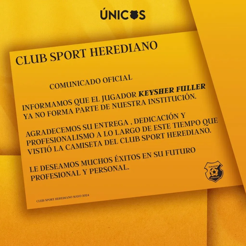 Comunicado oficial de Herediano