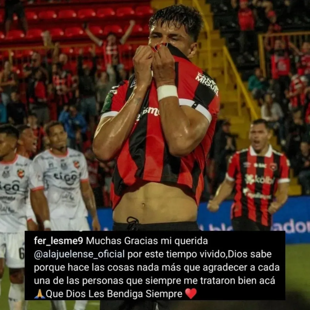 El mensaje de Fernando Lesme tras su salida de Alajuelense. (Foto: Instagram)