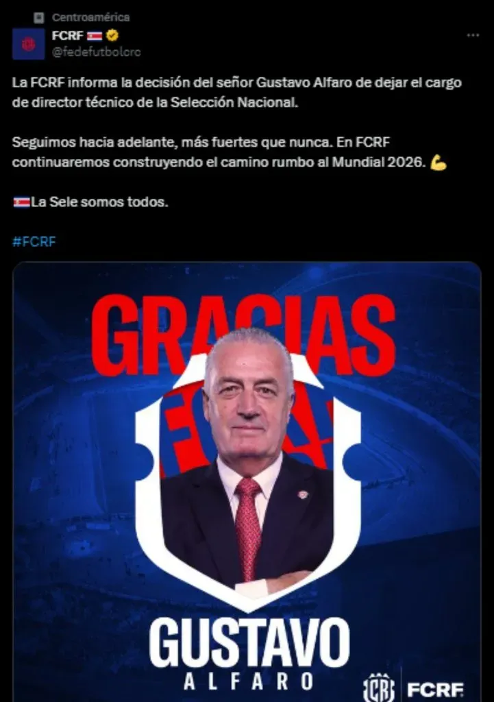 Gustavo Alfaro no seguirá en Costa Rica.