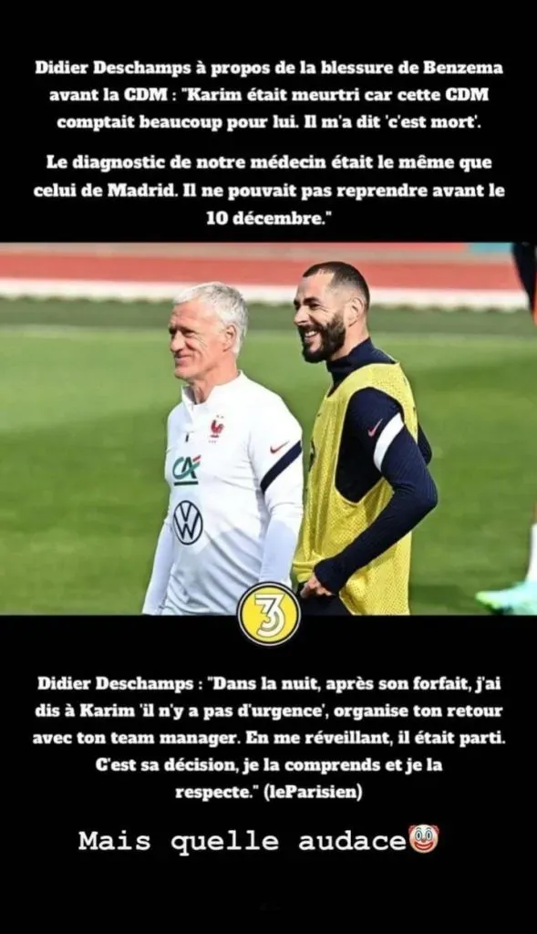 Karim se le fue con todo a Deschamps