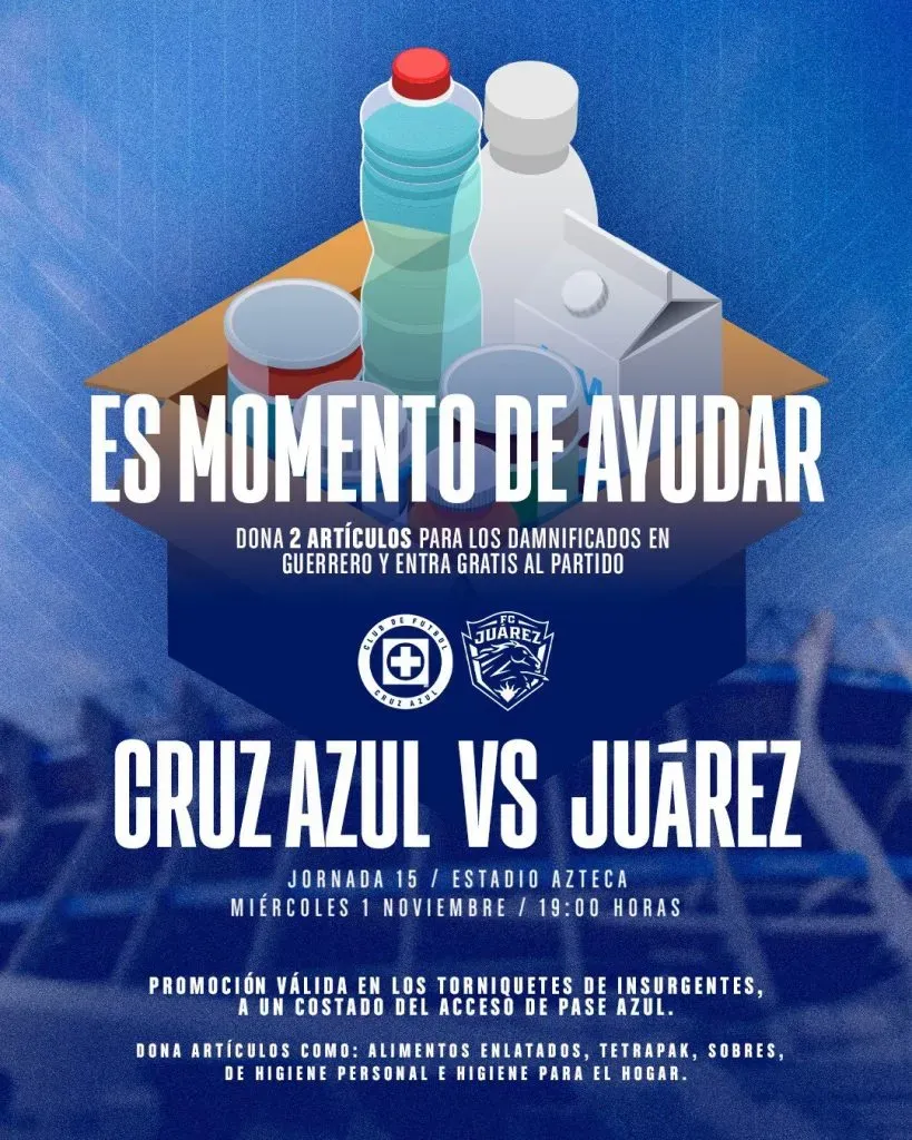Comunicación del Cruz Azul para el juego de este miércoles ante Juárez (X)