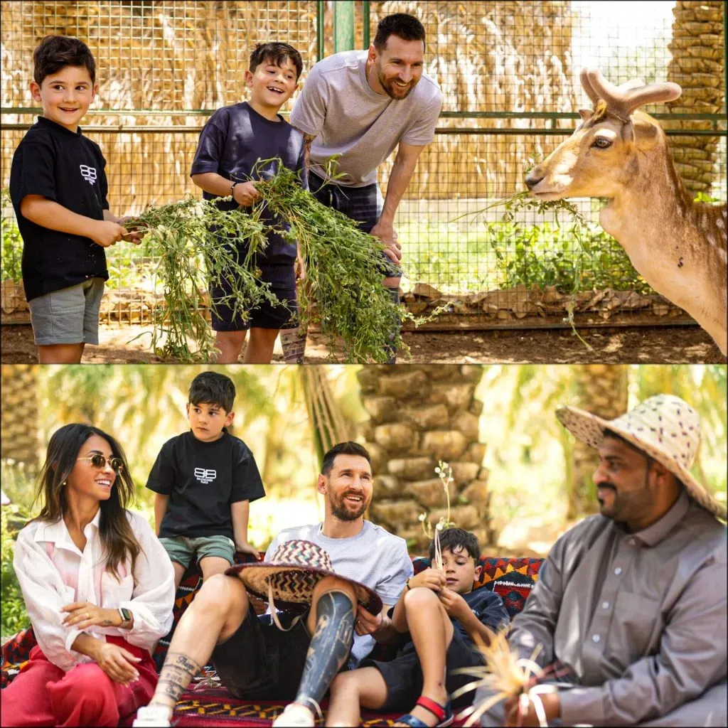 Las fotos que compartió Messi junto a su familia en Arabia Saudita.