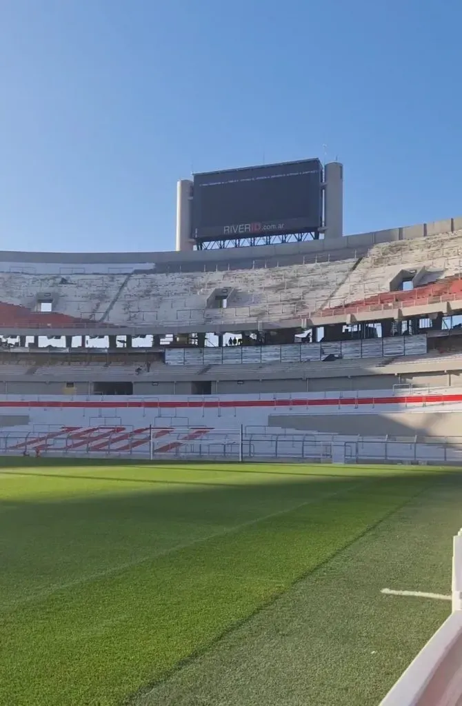 Comenzó la impermeabilización en la Sívori Alta. Foto: @ObrasRiverPlate