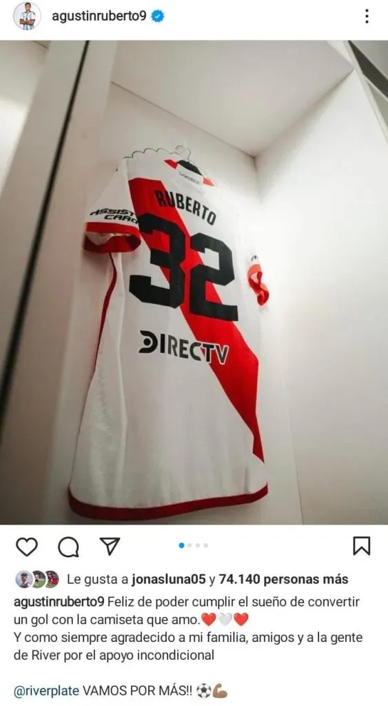 Agustín Ruberto compartió este mensaje en Instagram. (Foto: Instagram Ruberto).