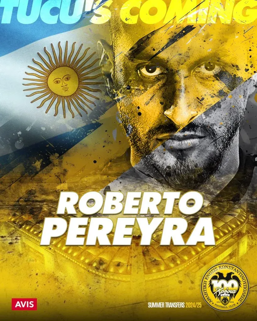 Roberto Pereyra ya fue presentado en AEK Atenas y será compañero de Lamela.