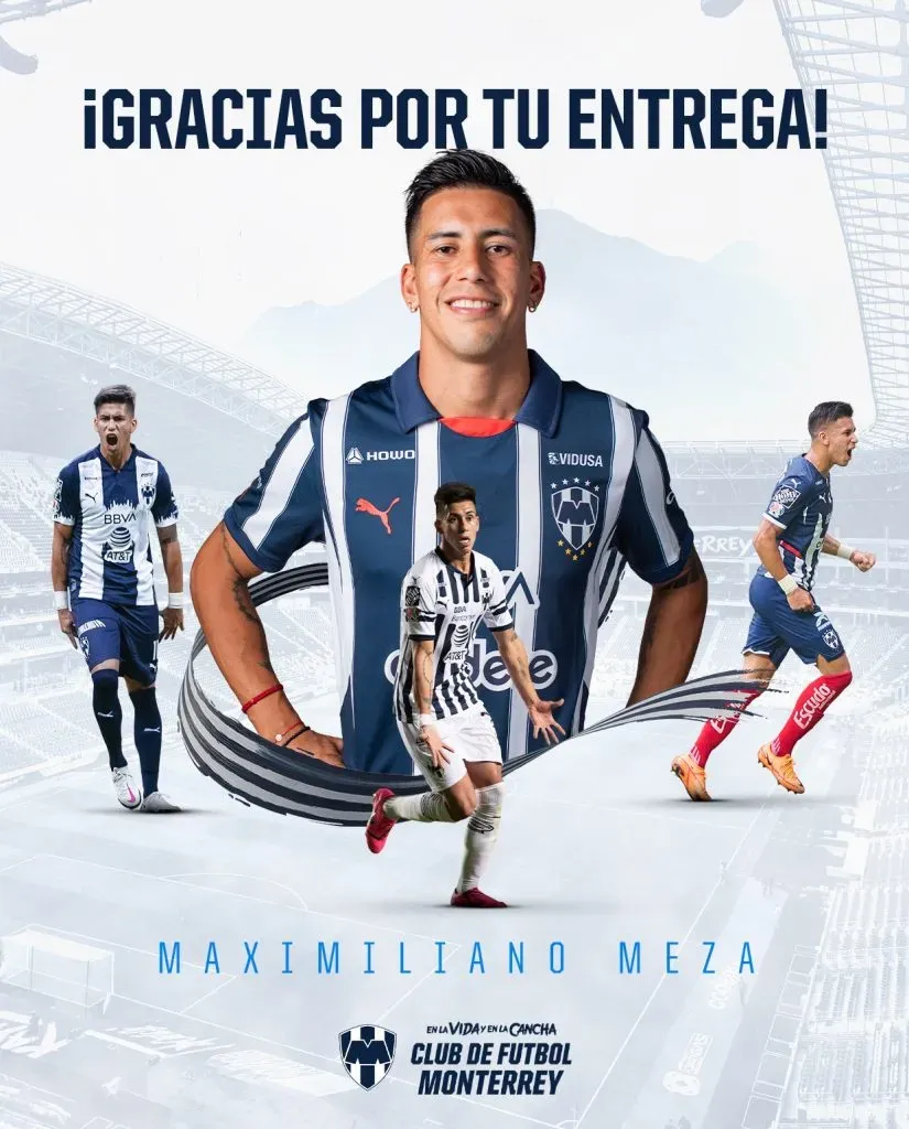 Rayados despidió a Meza en redes sociales.