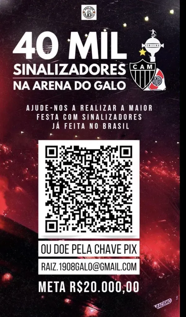 El flyer de la movida de los hinchas de Atl. Mineiro en redes.