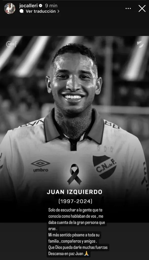 Calleri despidió a Juan Izquierdo en las redes.