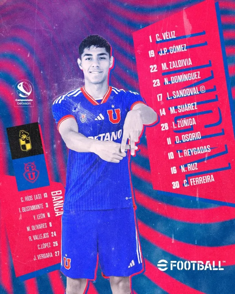 Darío Osorio es la gran novedad de esta tarde en la formación de Universidad de Chile. Foto: Comunicaciones U de Chile.