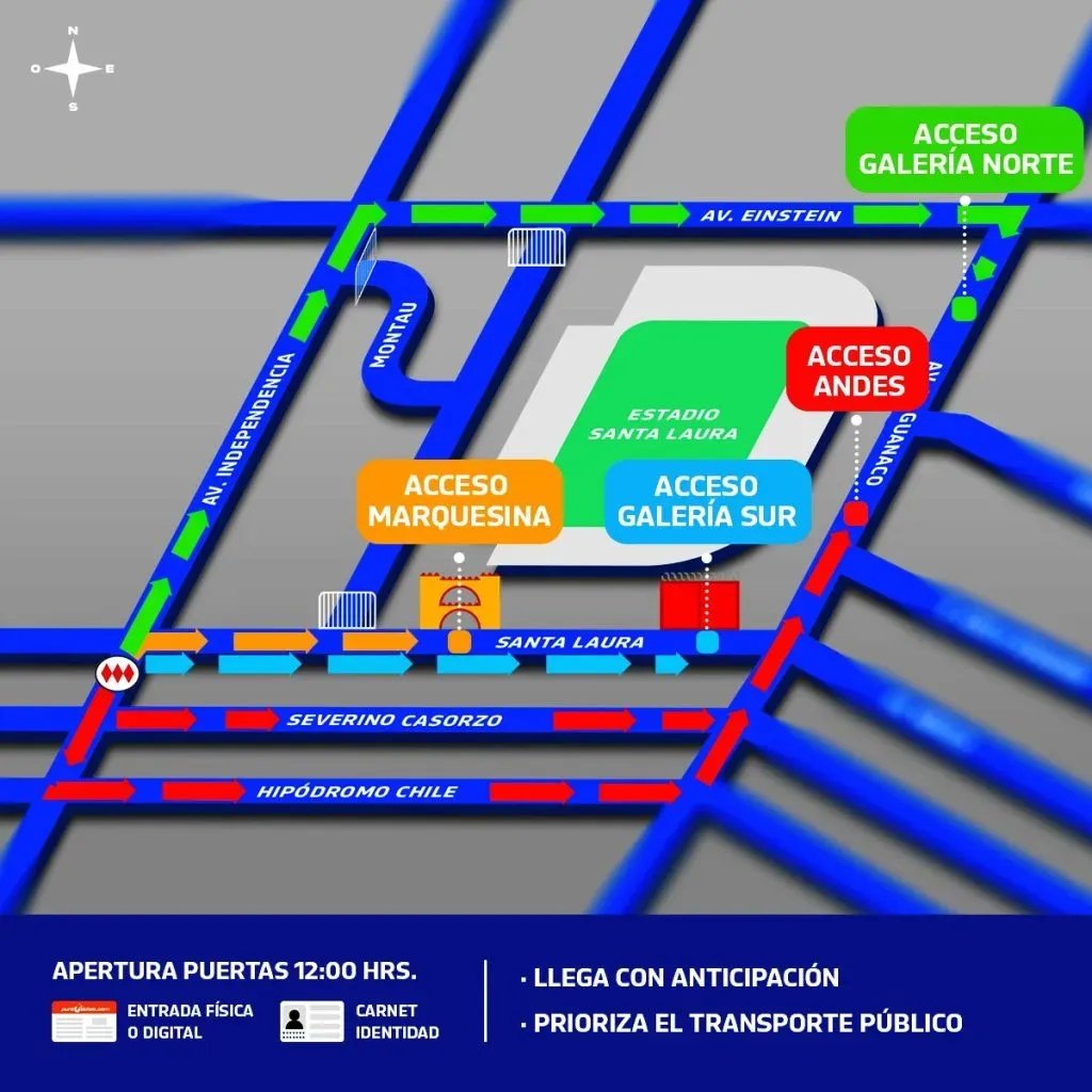 Los accesos para ingresar al Estadio Santa Laura para este Superclásico 194. | Foto: Universidad de Chile.