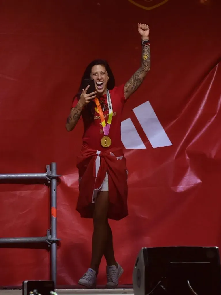 Jenni Hermoso en celebración del título mundial de España (Getty Images)