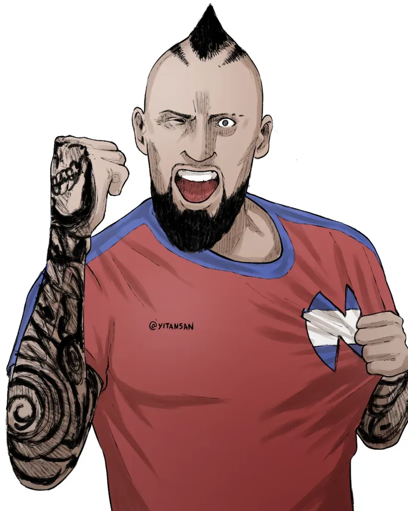 La ilustración de Arturo Vidal en modo Supercampeones. | Foto: Yitan / Senpai TV