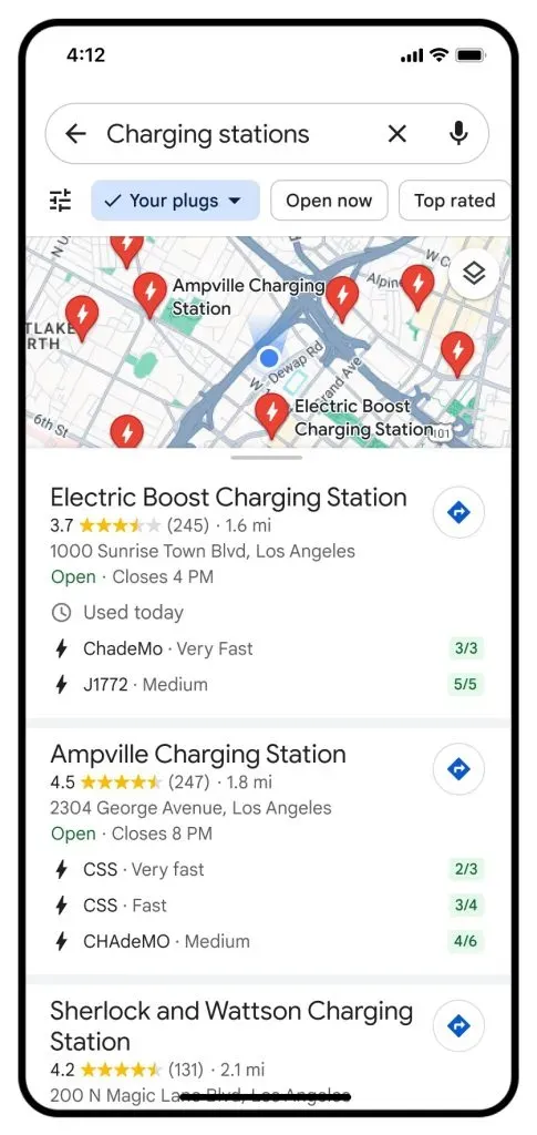 Nueva función para viajes con vehículos eléctricos | Foto: Google Maps