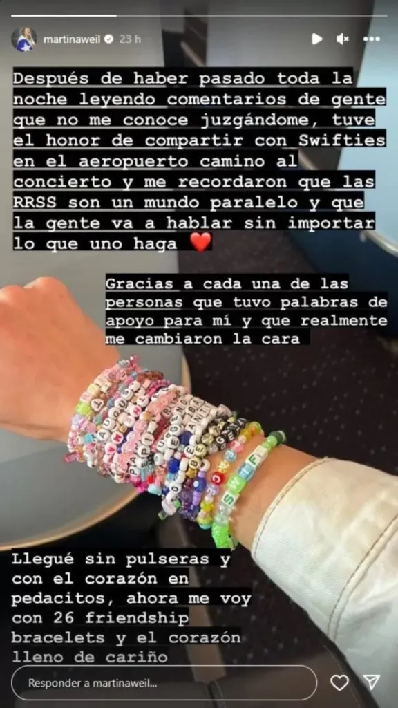 La reflexión por Instagram de Martina Weil