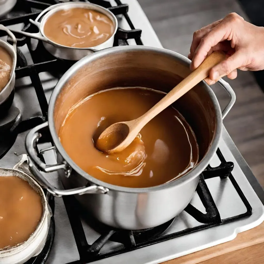 Preparación de manjar casero en una olla