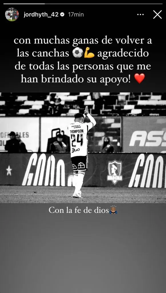 Las primeras palabras de Jordhy Thompson tras sus días en la cárcel. Foto: Instagram.