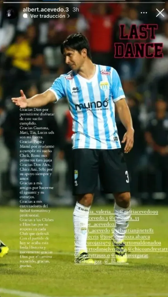 Albert Acevedo anuncia su despedida del fútbol profesional (Instagram)
