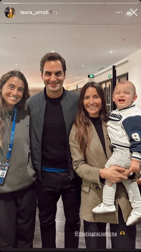 Juanito Jarry conoció al mismísimo Roger Federer en sus aventuras por el circuito. | Foto: Instagram @laura_urruti