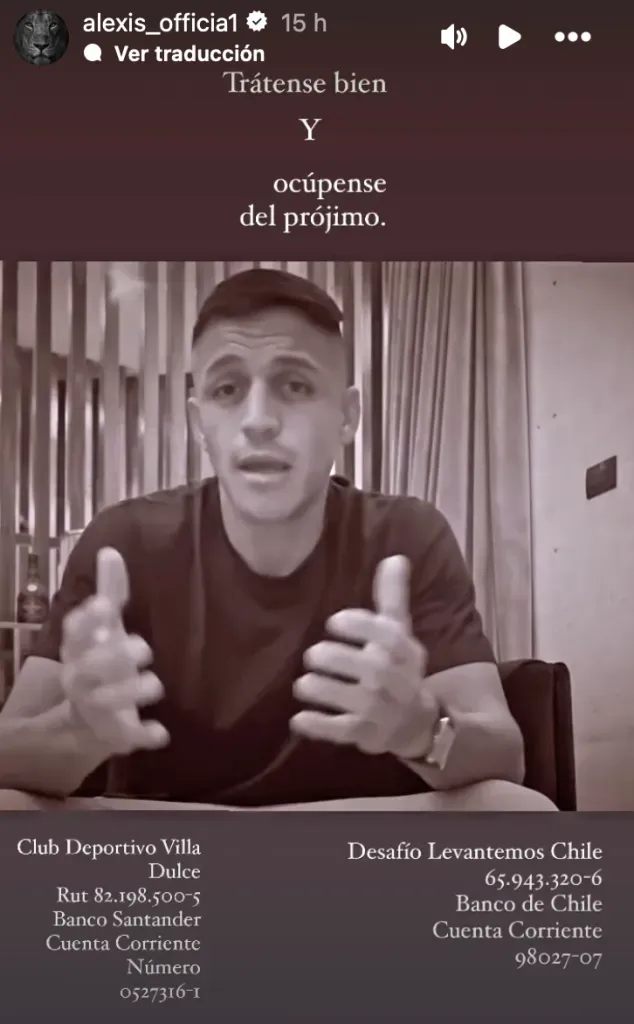 El mensaje de Alexis Sánchez para ayudar a los damnificados por los incendios. Prometió su propio aporte | Instagram