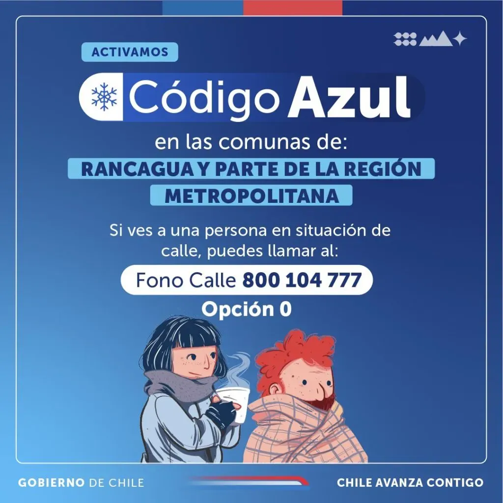 Así puedes ayudar con el Código Azul. Foto: Min. Desarrollo Social y Familia.