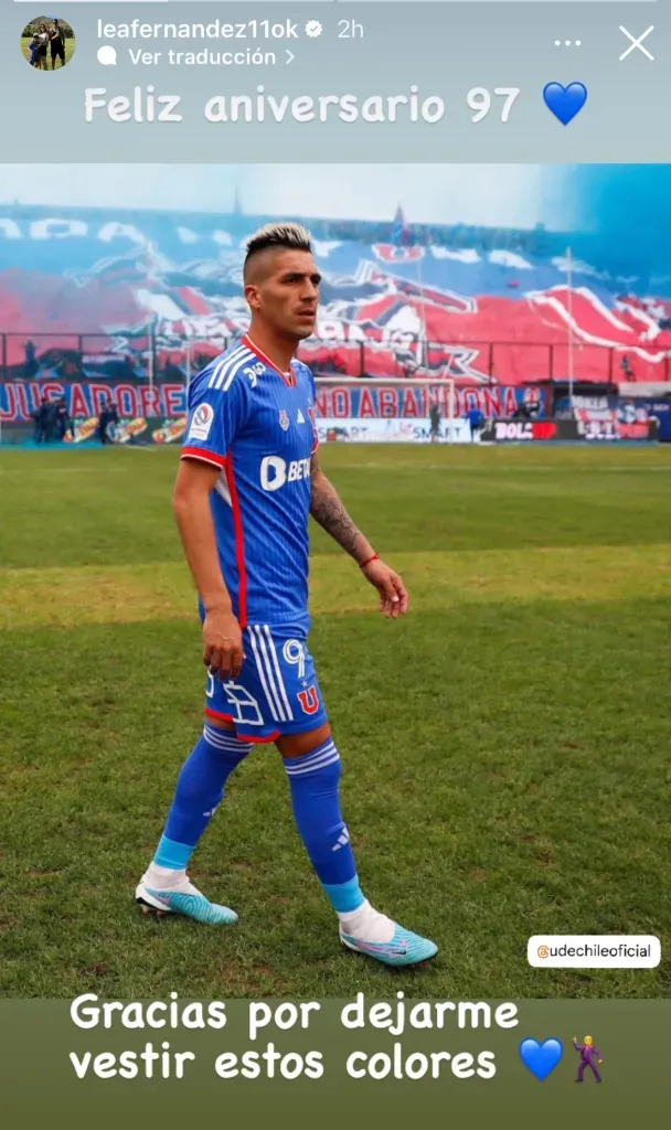 El mensaje de Leandro Fernández por el aniversario 97 de Universidad de Chile.