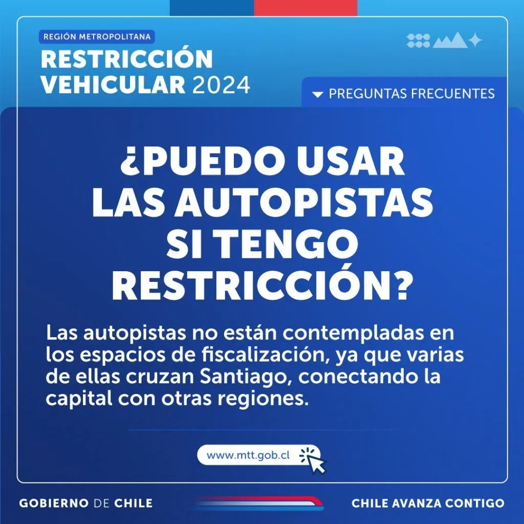 Restricción vehicular. Foto: Gobierno de Chile.