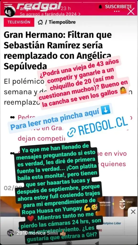 Foto: Instagram Angélica Sepúlveda
