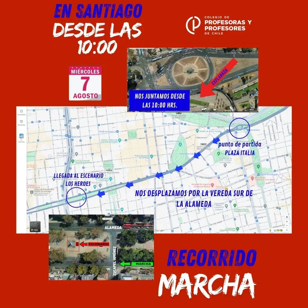 Recorrido marcha miércoles 7 de agosto.