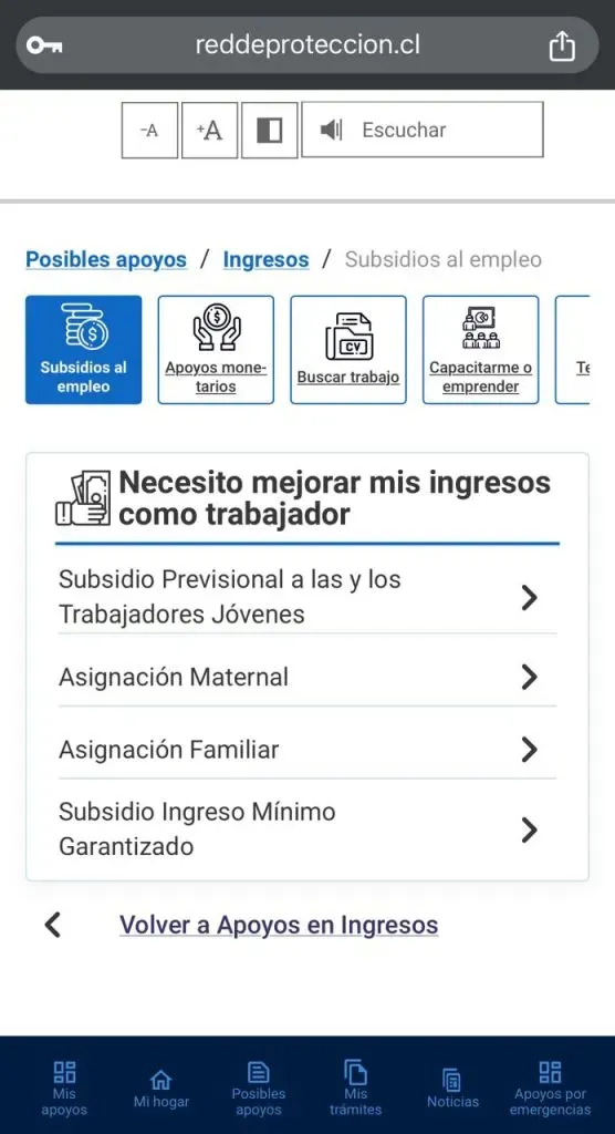 Consulta de beneficios en la Red de Protección Social