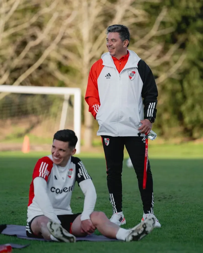 Marcelo Gallardo realizó trabajos especiales con el plantel de River Plate para el partido con Colo Colo en Copa Libertadores. Foto: Comunicaciones River Plate.