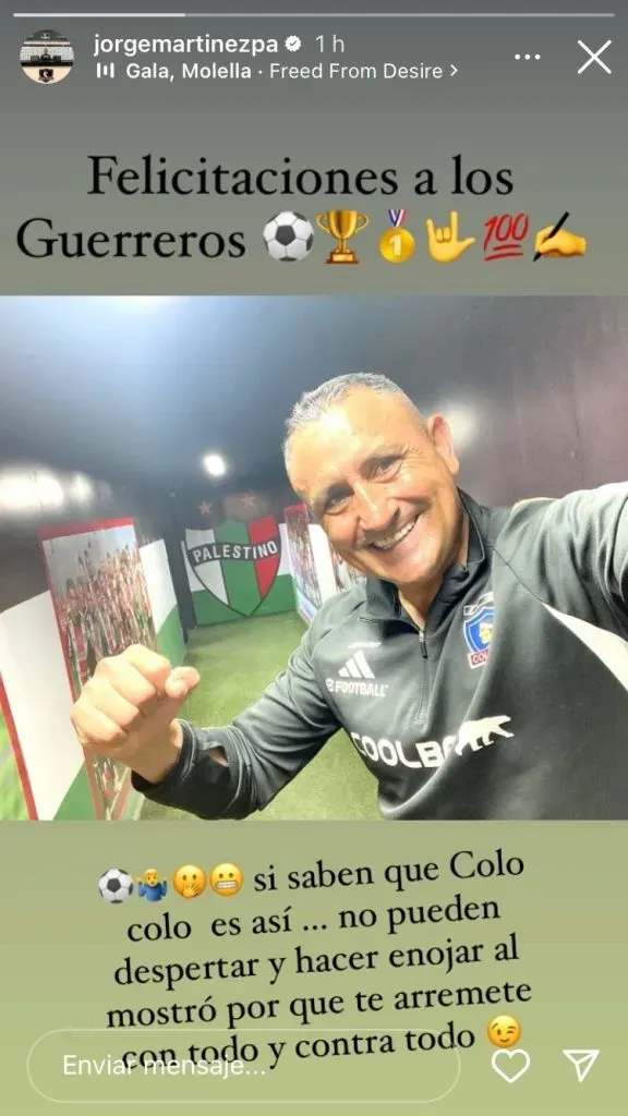 El posteo del preparador de arqueros de Colo Colo