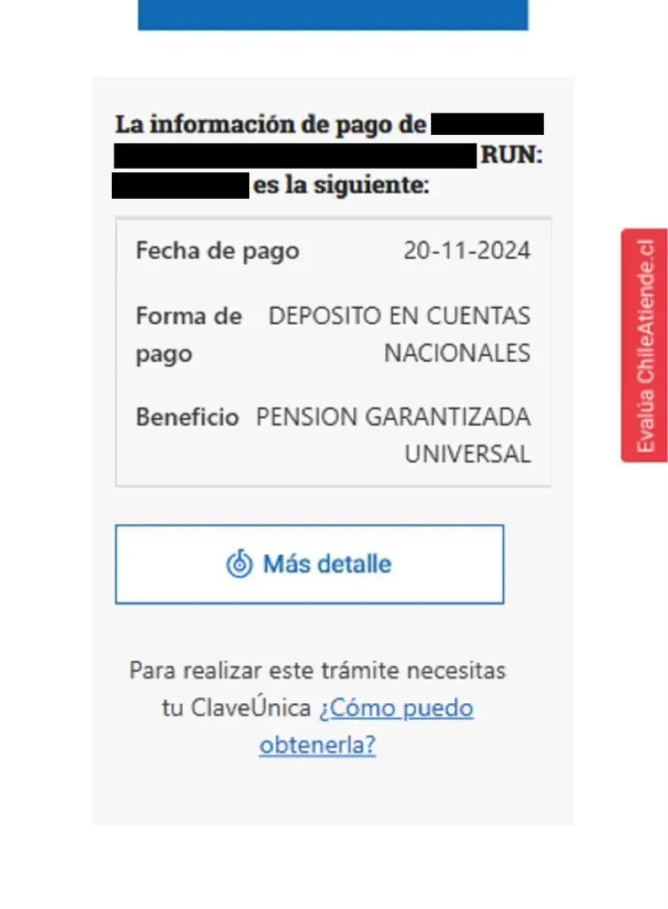 Consulta de la fecha de pago de una persona beneficiaria de la PGU