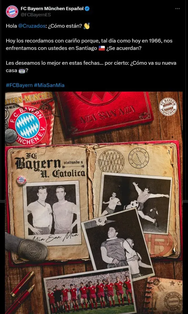 El mensaje del Bayern a la Católica.