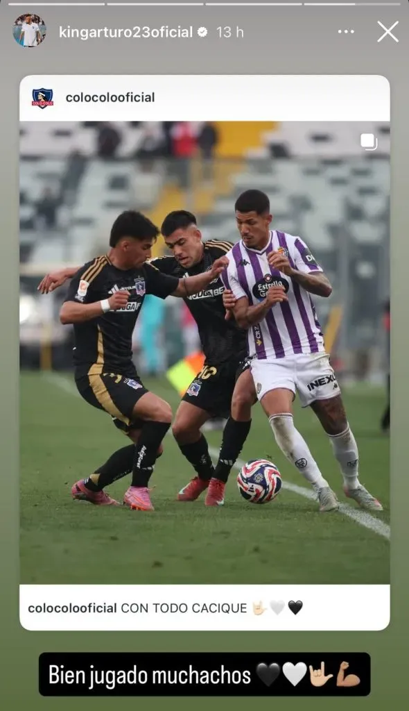 La palabra de Arturo Vidal por los juveniles de Colo Colo antea Real Valladolid. Foto: Instagram.