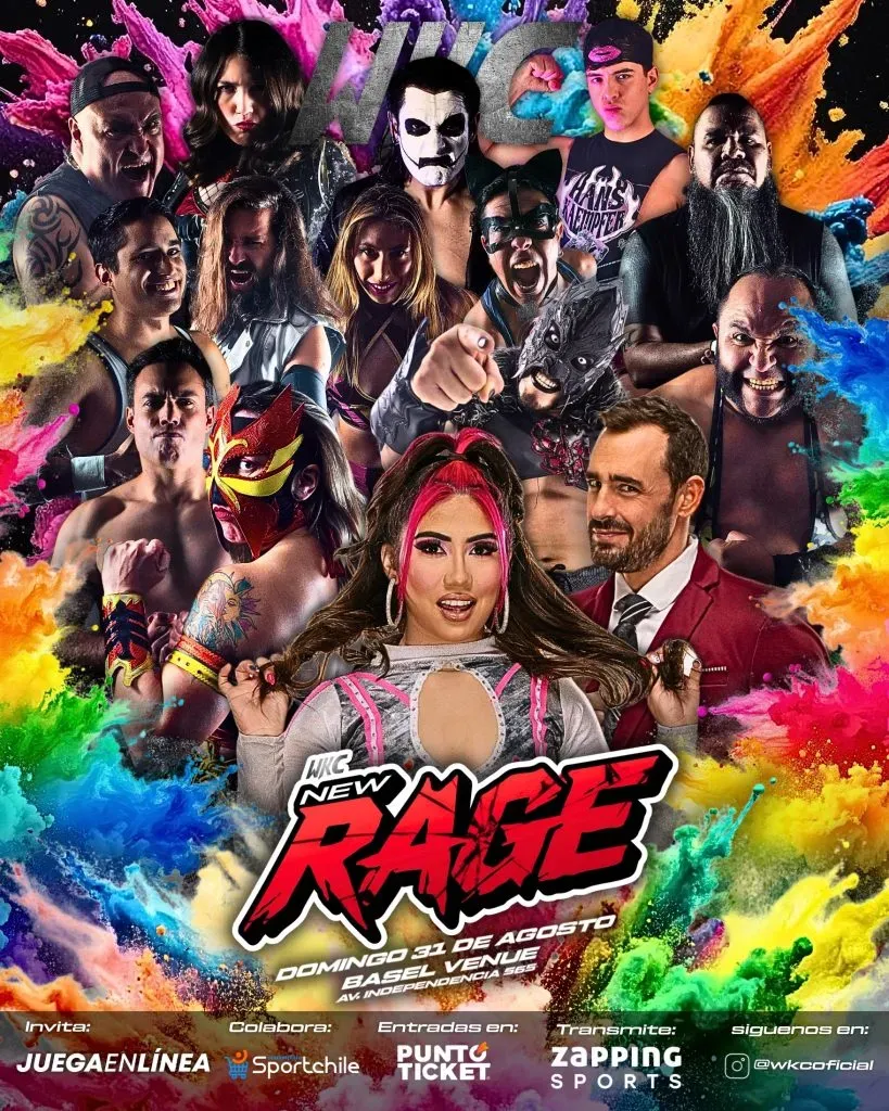 Afiche promocional del evento New Rage de WKC.