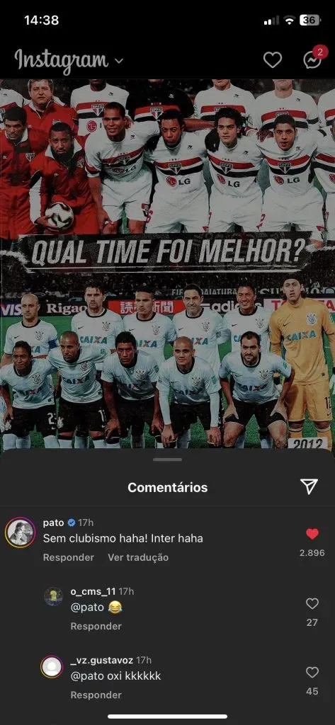 Alexandre Pato se rende ao Internacional. Foto: Reprodução Instagram/Acervo Pessoal