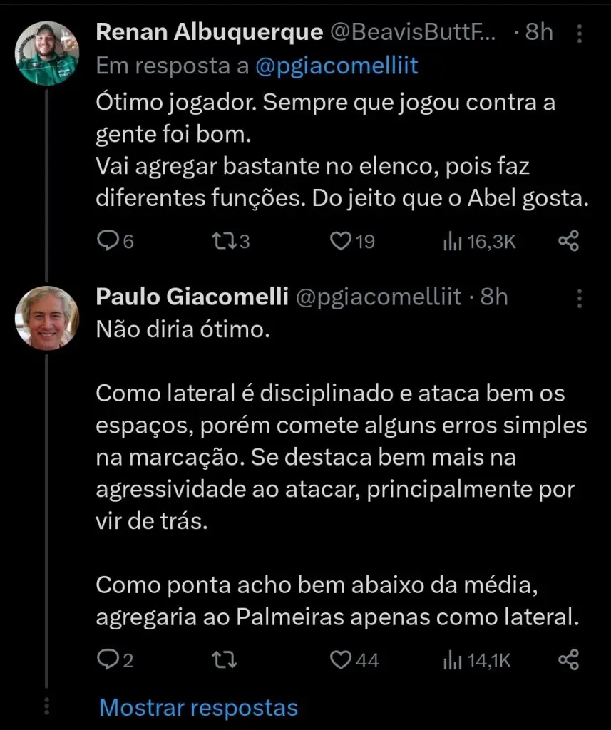 Repercussão via Twitter