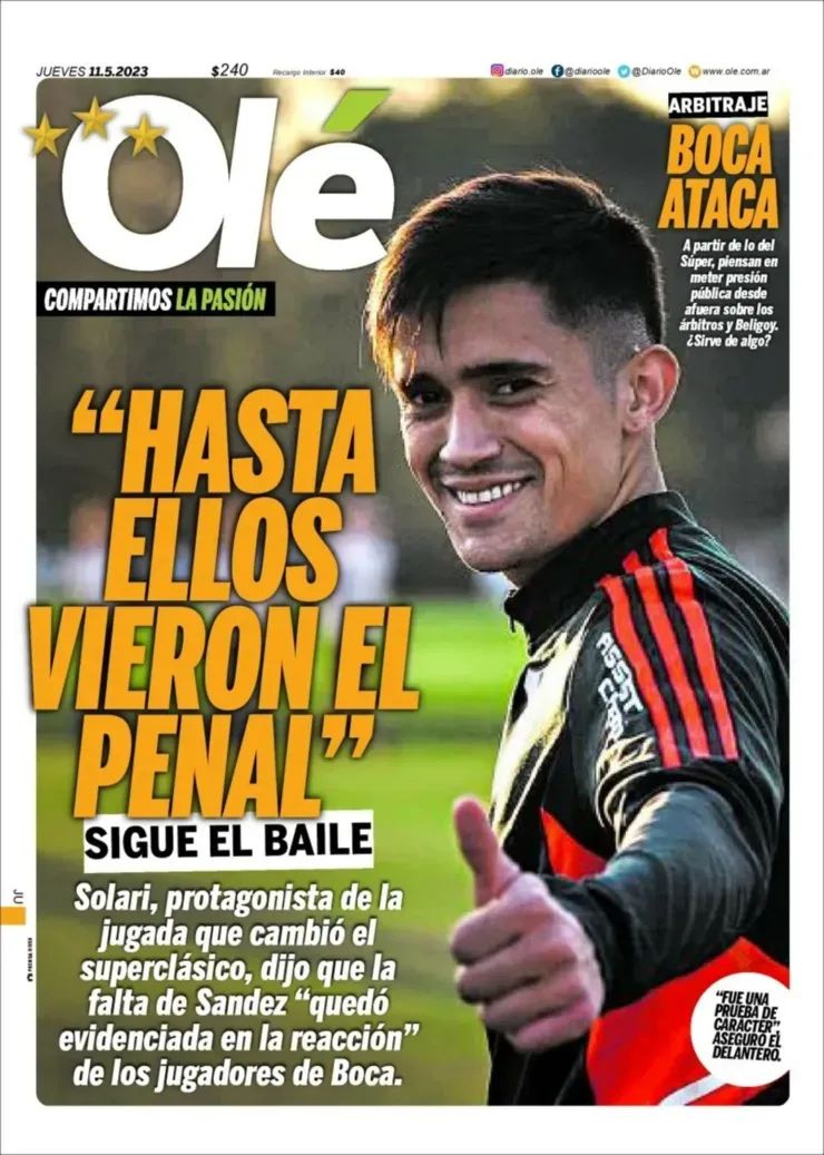 Pablo Solari en la portada de Olé