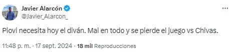 Javier Alarcón contra Piovi. (@Javier_Alarcón)