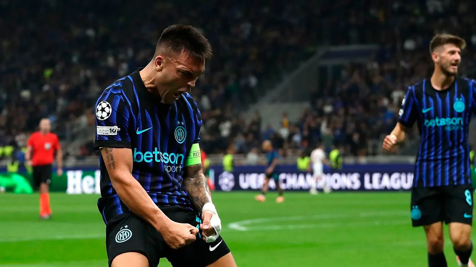 Lautaro Martínez anotó el 1-0 de Inter sobre Slavia Praga. (Getty Images)