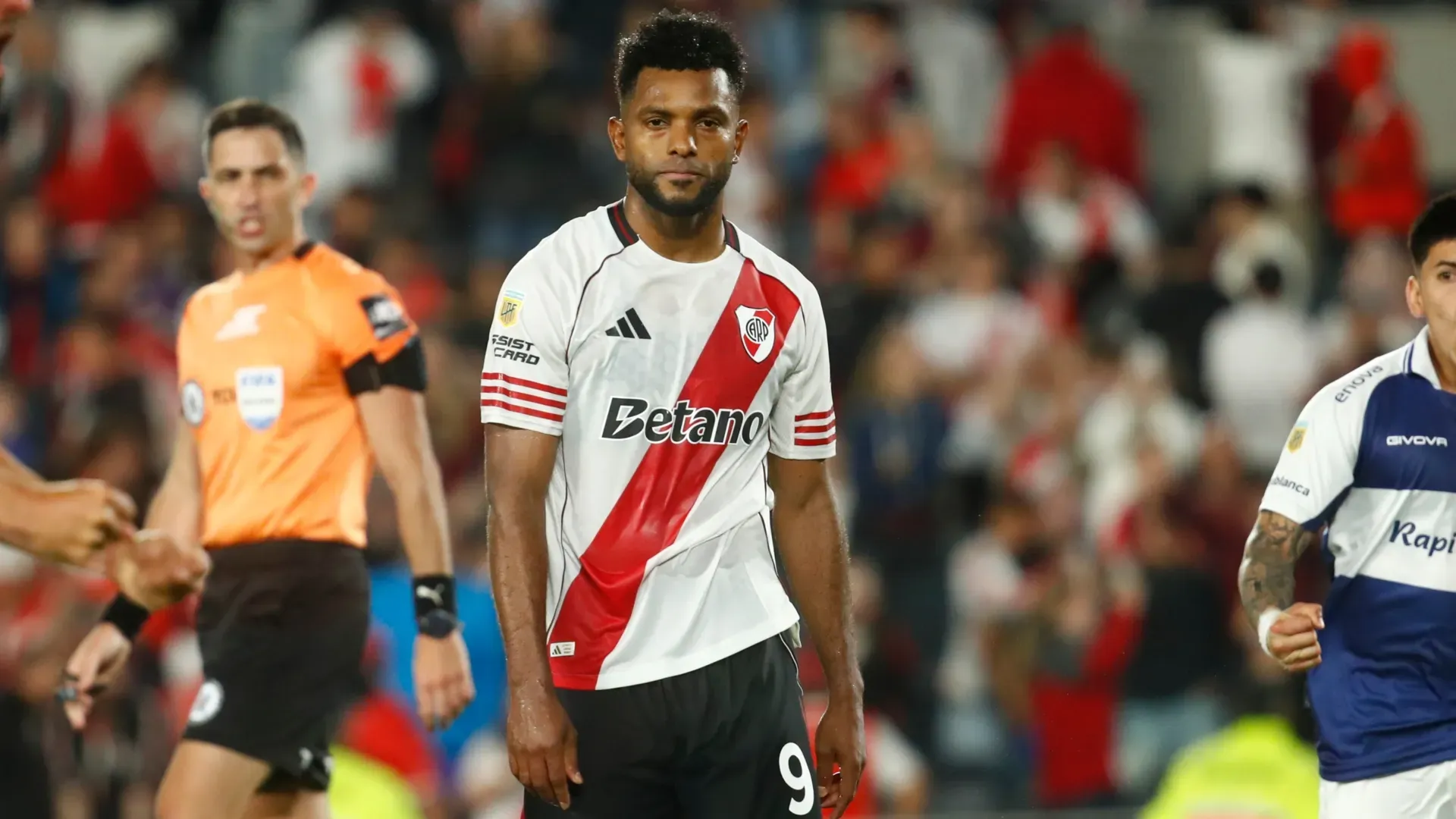 Miguel Ángel Borja, delantero colombiano durante su estadía en River. (Getty Images)