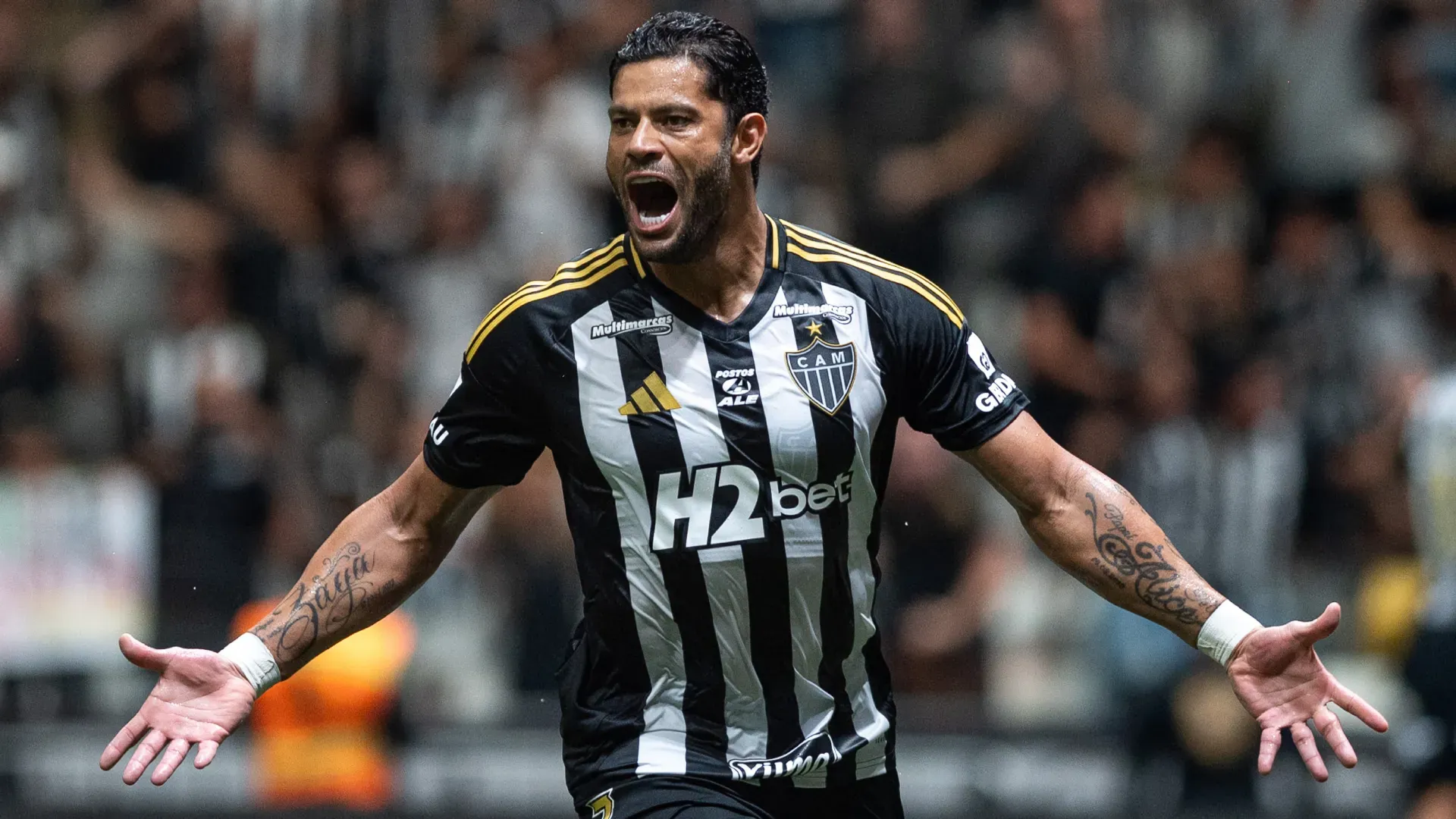Hulk comemorando após marcar pelo Atlético-MG no Brasileirão – Foto: Alessandra Torres/AGIF